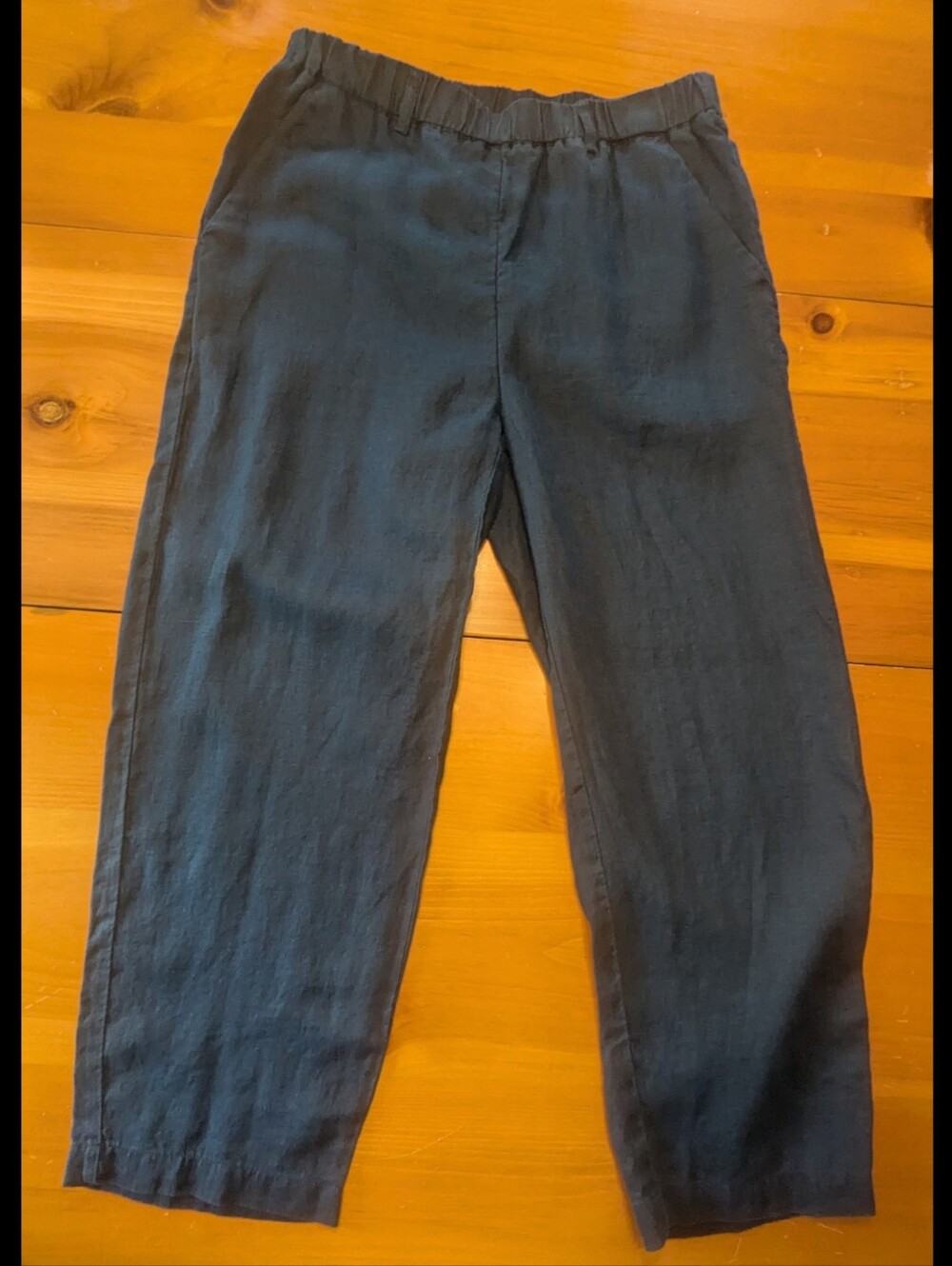 Quince Navy 100% European Linen Pants S